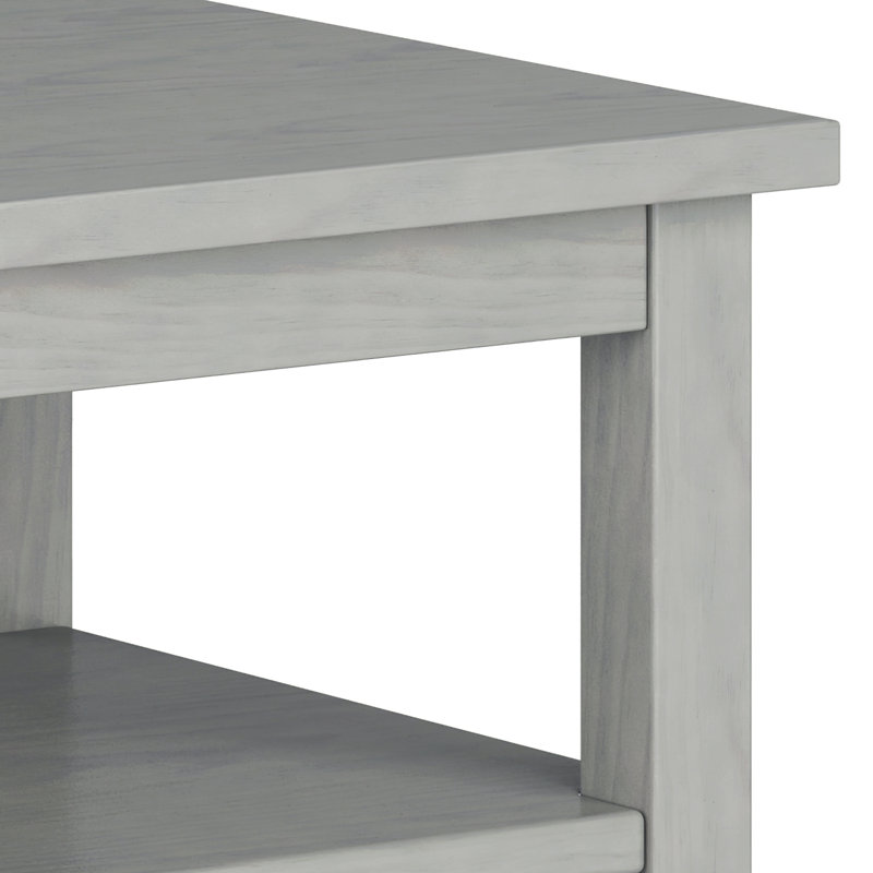 Fog Grey Solid Wood End Table with Storage Drawer