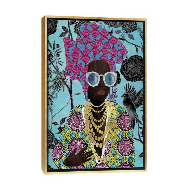«Modern Turban Woman III» par Nikki Chu - reproduction, H 48 po x l 32 po x P 1,5 po, Encadrement doré