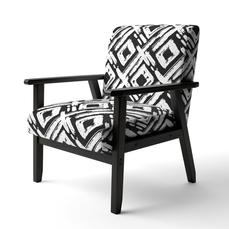 Fauteuil d'appoint rembourré à motif géométrique noir et blanc