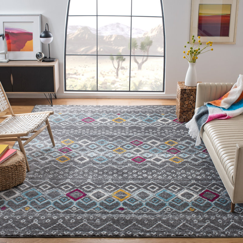 Aird Performance Southwestern Rug, Rectangle 8' x 10', Dark Gray/Ivory