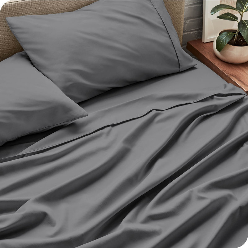Ensemble de draps en microfibre, Ensemble de draps pour très grand lit californien, Gris