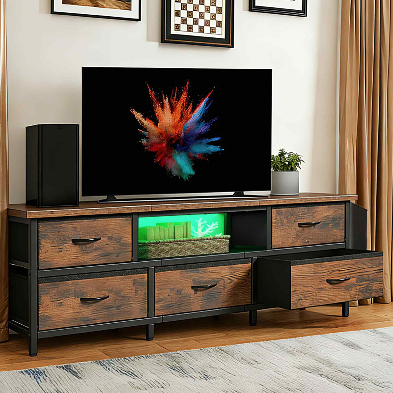  TV Stand For Tvs Up To With 5-Drawer, 50cm H x 145cm W x 35cm D, Brown