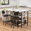 Îlot de cuisine avec sièges et rangement, table bistro et chaises, ensemble de 2 avec 5 tablettes, petite table de bar moderne et 2 tabourets rembourrés en polyuréthane avec dossiers pour les petits espaces-652573669
