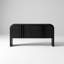 Élégante console extra-longue avec bords incurvés et portes ondulées
