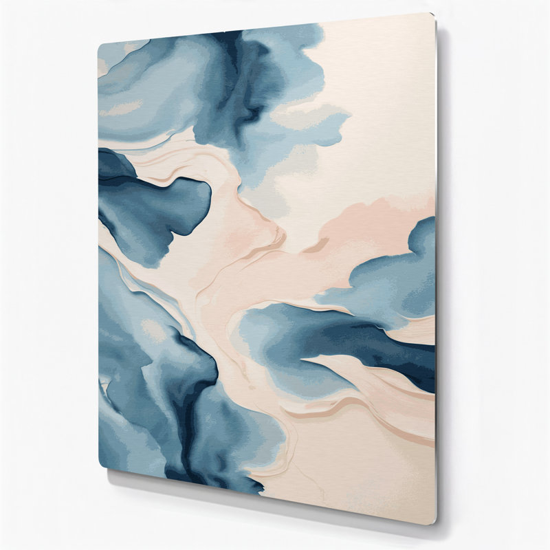Art mural abstrait en métal beige 21, H 12 po x l 18 po
