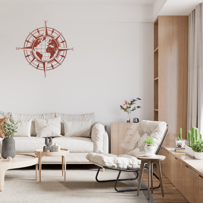 MARBLE-Compass Wall Art-Gold, Copper