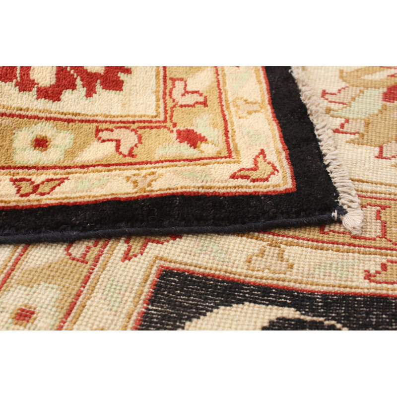 Tapis d’intérieur en laine chobi noir/crème 9 pi 1 po x 12 pi 1 po one-of-kind à la main-noué la 2010 Idlewild