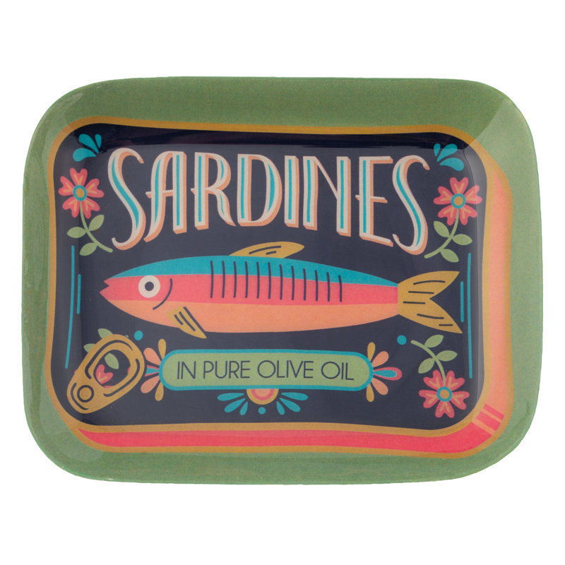 Enamel Trays Small Rectangle  Sardines, Sardines, Green/Blue/Pink/Orange