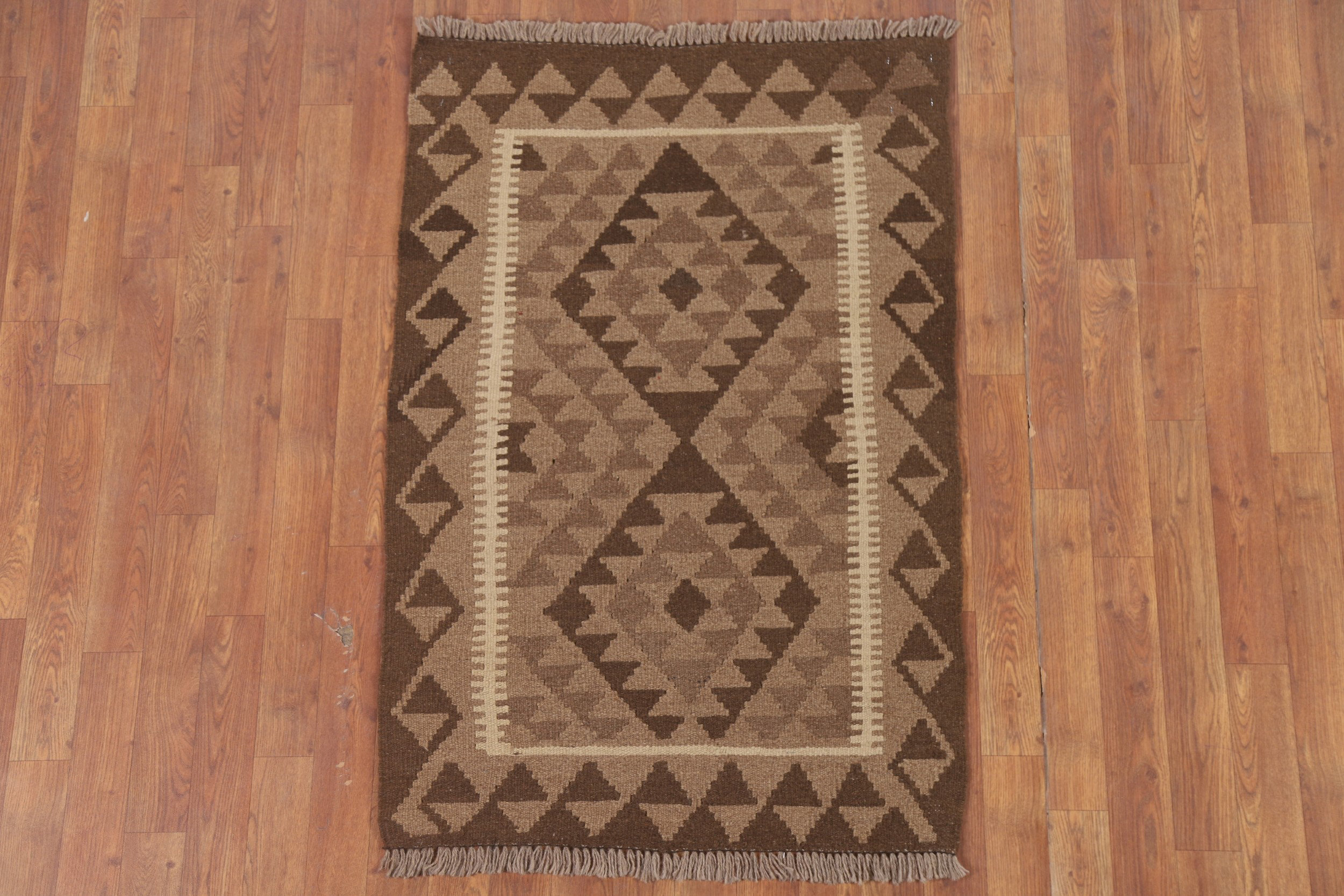 Isabelline Geometric Kilim Reversible Wool Area Rug 3x4 | Wayfair