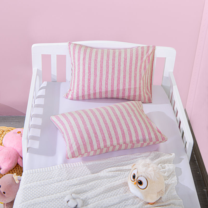 Taies d'oreiller en coton pour tout-petit, 13 po x 18 po, fermeture à enveloppe, rayures - NTBAY, Rose