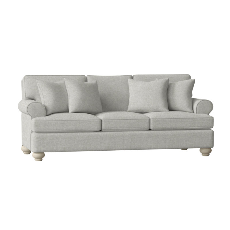 Artisan Landing Upholstered 86'' Sofa, Hatteras, Pink Chenille/Velvet Solid; 0809-14