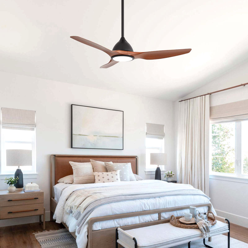 52 Inch Ceiling Fan With Light 22W 3 Color Dimmable LED Memory Function Ultra Quiet Reversible DC Motor 1H 4H 8H Timer For Large Rooms