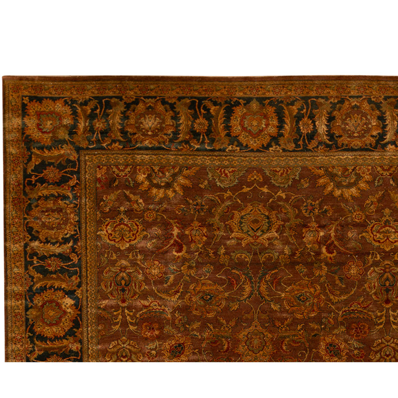 Tapis rouge et bleu noué à la main de haute qualité