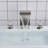 Brushed Nickel Crystal Handles Bathroom Basin Sink Faucet Vanity Widespread Tap Deck Mounted