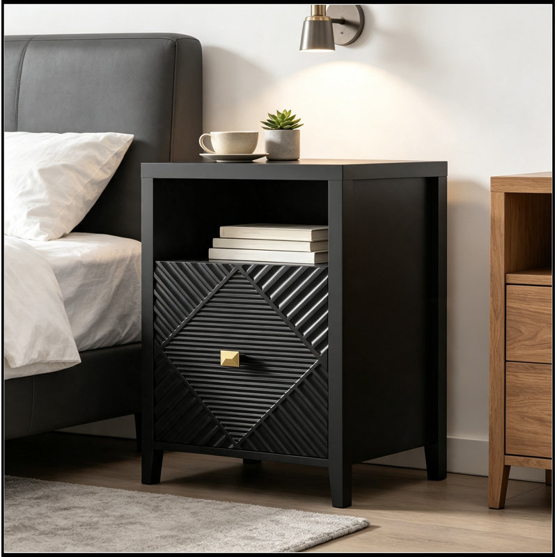 Vikenti avec station de charge, tablette ouverte et armoire, Black