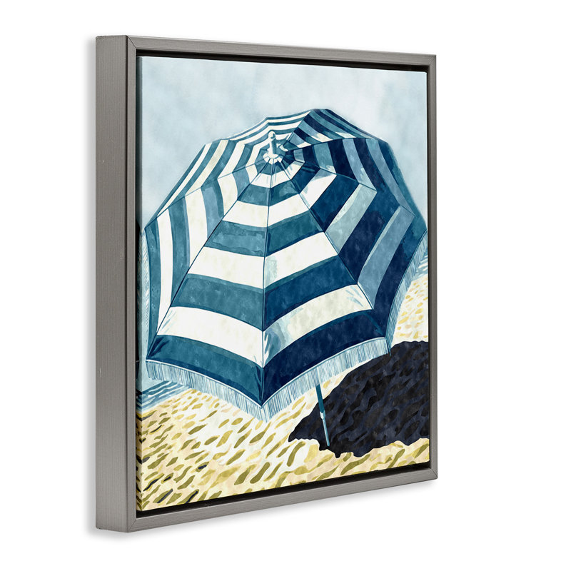 Parasol rayé, Cadre flottant gris lustré, H 18 po x l 18 po