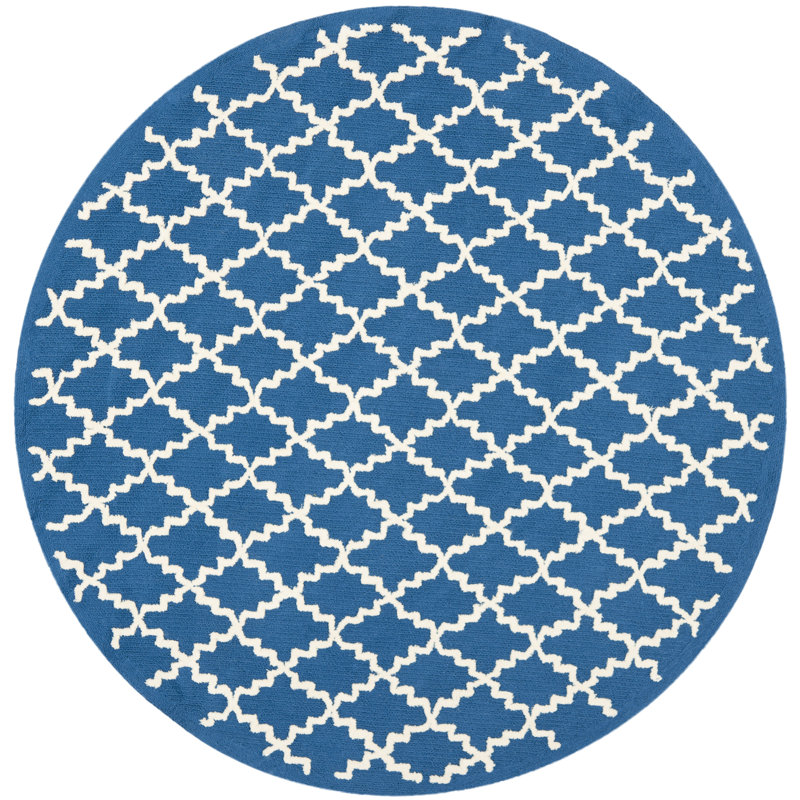 Fullerton Hand Hooked Cotton Pile Geometric Rug, Round 6'