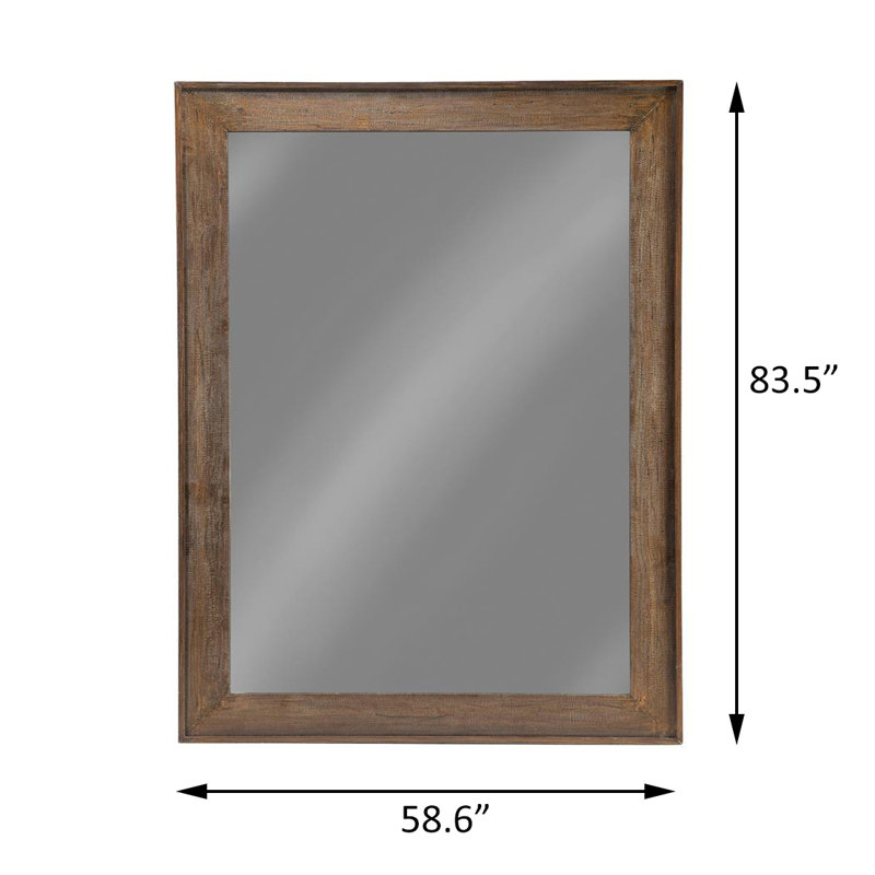 Miroir de plancher 59 po x 83 po avec cadre en bois brun vieilli