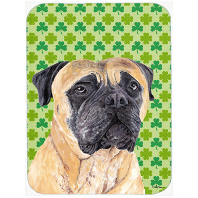 Caroline's Treasures Shamrock Lucky Irish Mastiff St. Patrick's Day Portrait Glass Cutting Board