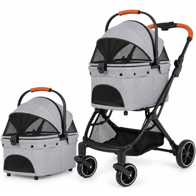 Pet stroller,Cat carrier,Dog stroller,Cat stroller,Small Dogs & Cats, One-Click Foldable Dog Stroller with Detachable Carrier, All-Terrain Shock-Absorbing Wheels, Breathable Mesh, Adjustable Canopy