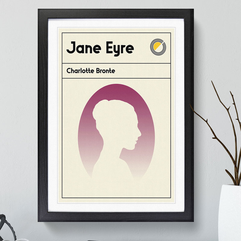 Book Cover Jane Eyre Charlotte Bronte - Picture Frame Graphic Art, Black, 48cm H x 36cm W x 2cm D