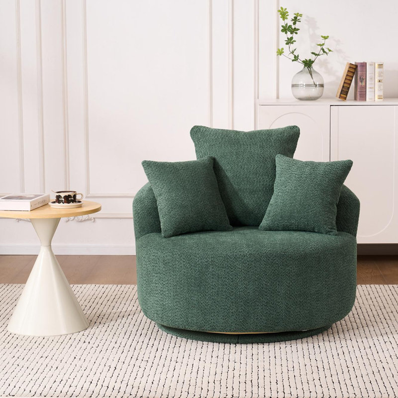 Swivel Barrel Chair, Antique Green