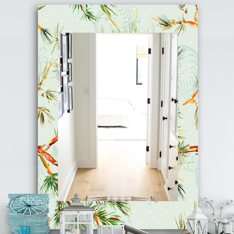 Miroir mural bohémien et traditionnel fleur 43, H 39,4 po x l 29,5 po, Floral 2