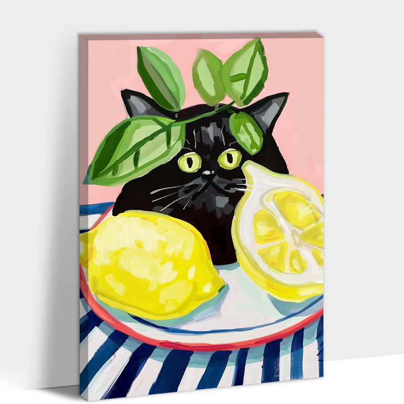  «Lemon Kitchen», art mural ludique pour chat et agrume, impressions rustiques lumineuses pour décoration murale de salle à manger, 12 po x 18 po