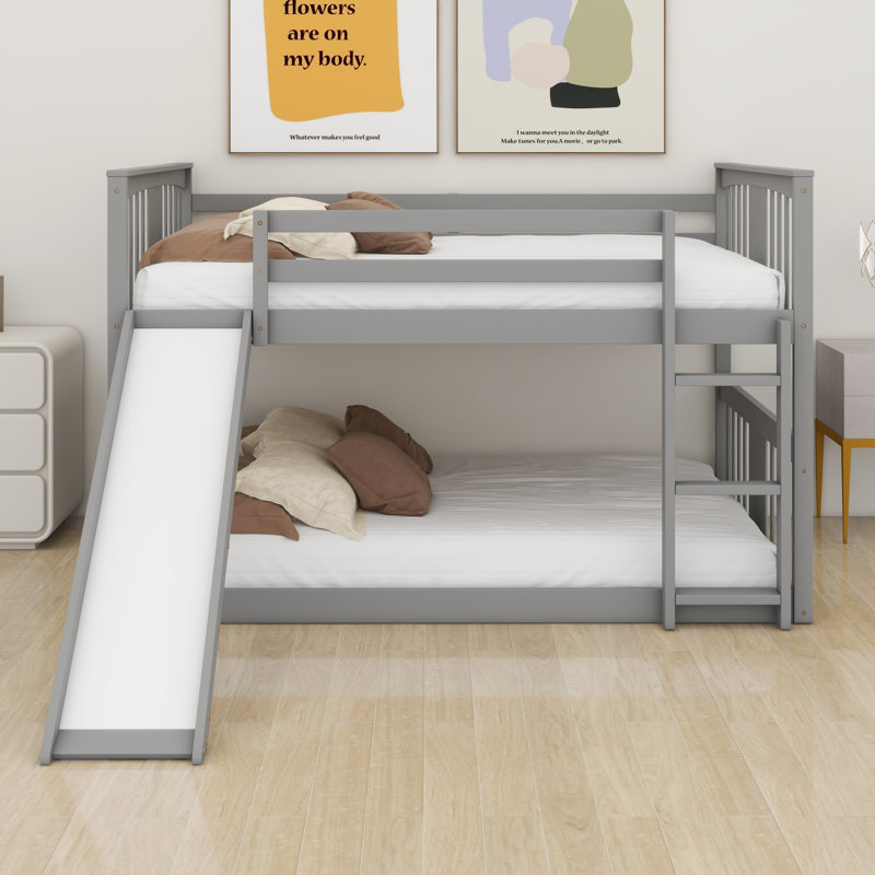 Lit superposé double Ilidio pour enfants, Gris