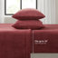 Drap simple 3 pièces, bourgogne, doux et chaud, 100%, brossé deux fois, aspect velours soyeux, drap plat, taie d'oreiller ajustée, drap pour matelas de 16 po, lavable à la machine, texture douce et luxueuse,