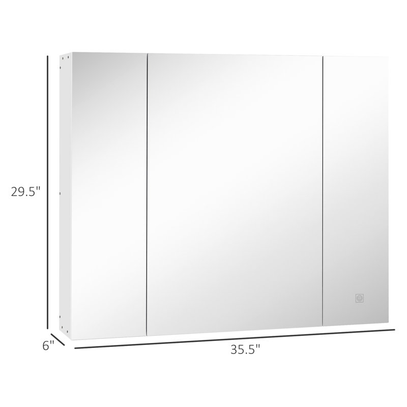 Miroir de salle de bain à DEL 35,5 x 29,5 po, armoire avec gradateur, blanc