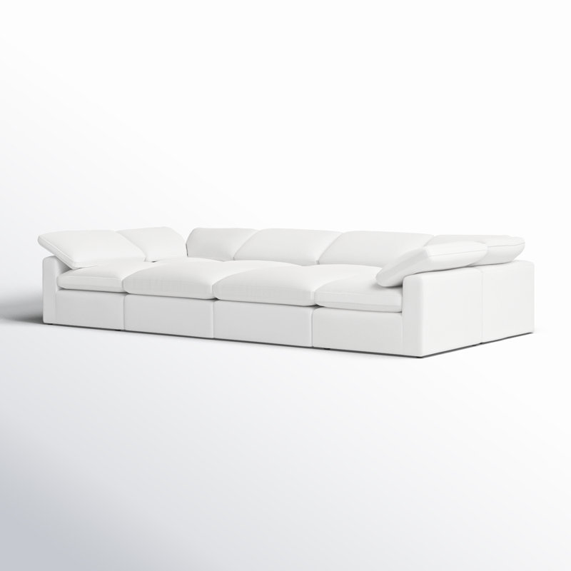Cape 8 - Piece Modular Upholstered Chaise Sectional, Cotton White Fabric