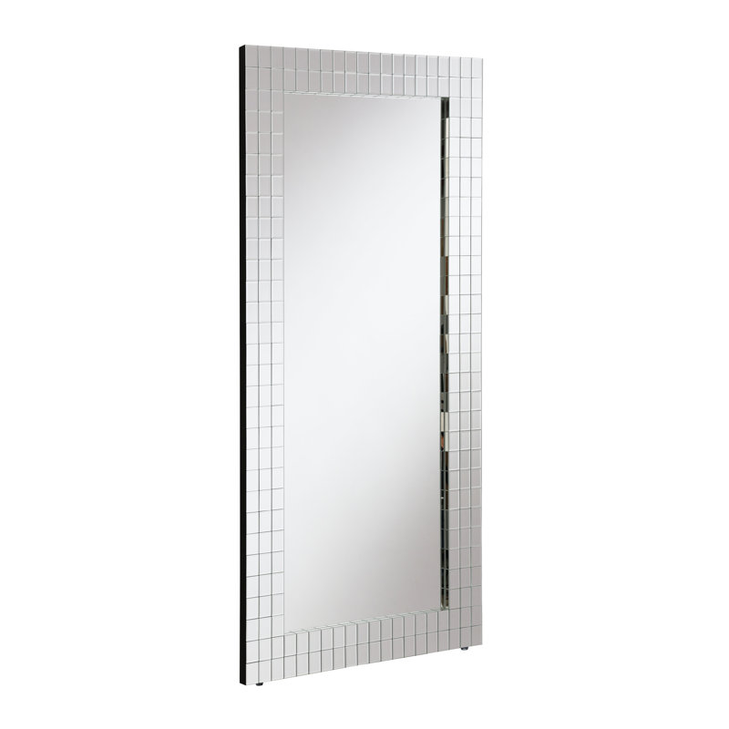 Miroir décoratif biseauté, mosaïque, argenté, cadre biseauté,
