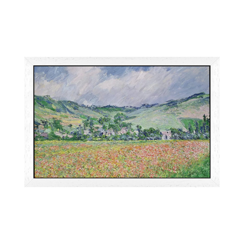 The Poppy Field Near Giverny, 1885 by Claude Monet - Painting on Canvas, White Framed, 66.04 cm H x 45.72 cm W