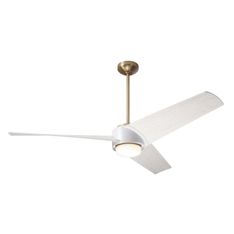 Ambit 56'' Ceiling Fan with LED Lights, Whitewash, Satin Brass/Matte White, Wall Control