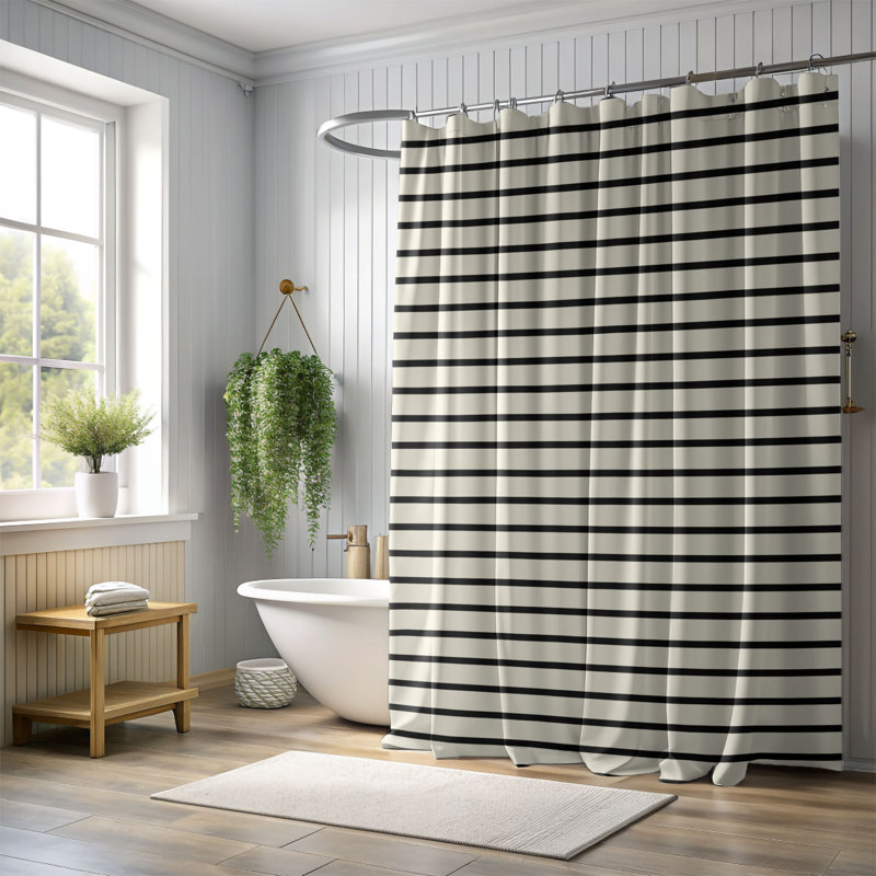 Rideau de douche Cream Lines - Premium, H 74 po x l 35 po