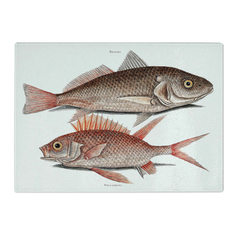 Tempered Glass Croaker Fish & Squirrelfish by Mark Catesby Chopping Board, 28.5 cm x 20 cm