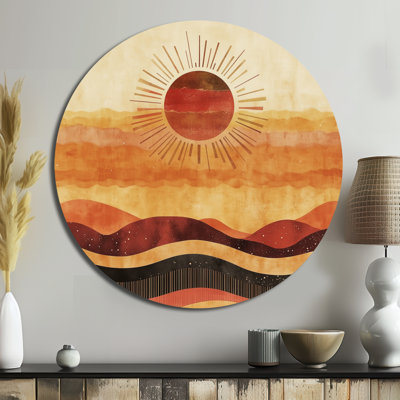 Coucher de soleil sur l'horizon atomique - Décoration murale abstraite Mid-Century en métal