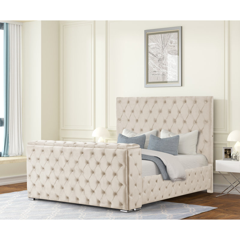 Mikilah Bed, Queen, Beige