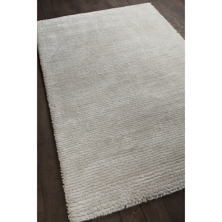 Samons Authentic Handmade White Modern Solid Color Polyester Area Rug