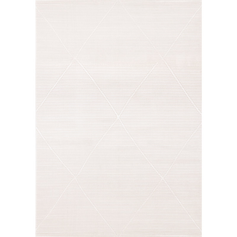 Tapis blanc à rayures fines Amabilia, Rectangle 5 pi 3 po x 7 pi 7 po