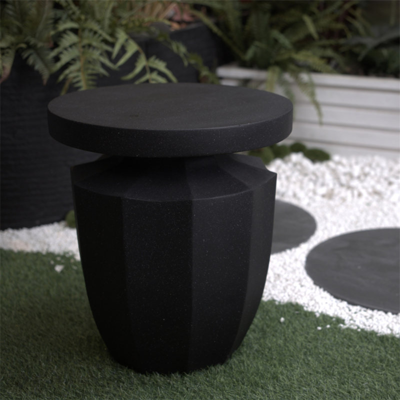 Table de bout décorative de jardin, H 20,3 po, moderne, robuste, robuste, en faux terrazzo, table d'appoint, table d'appoint, plante pour l'intérieur et l'extérieur