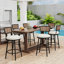 Ensemble de 6 tabourets de bar pivotants avec dossier en rotin tissé à la main et coussin à haute élasticité, tabourets de comptoir d'extérieur pour la cuisine, le patio et le bar