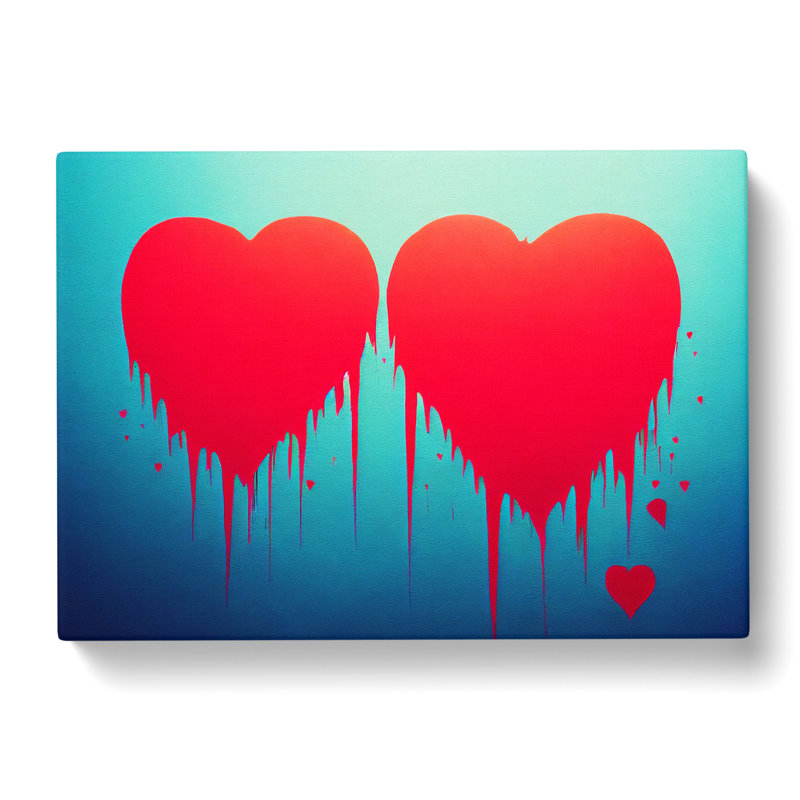 Love Heart Graffiti Art Abstract - Wrapped Canvas, 40cm H x 60cm W x 3cm D