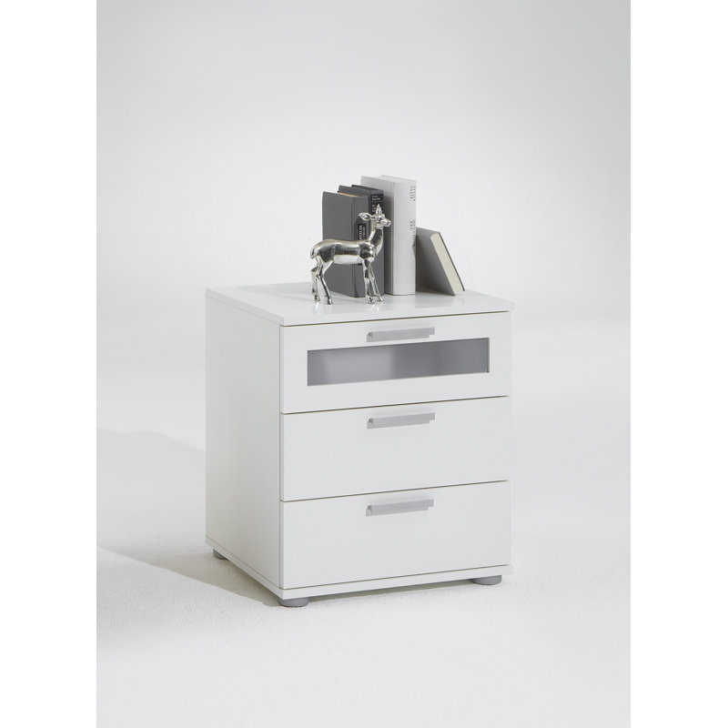 Ahart 45cm W Manufactured Wood Bedside Table, White