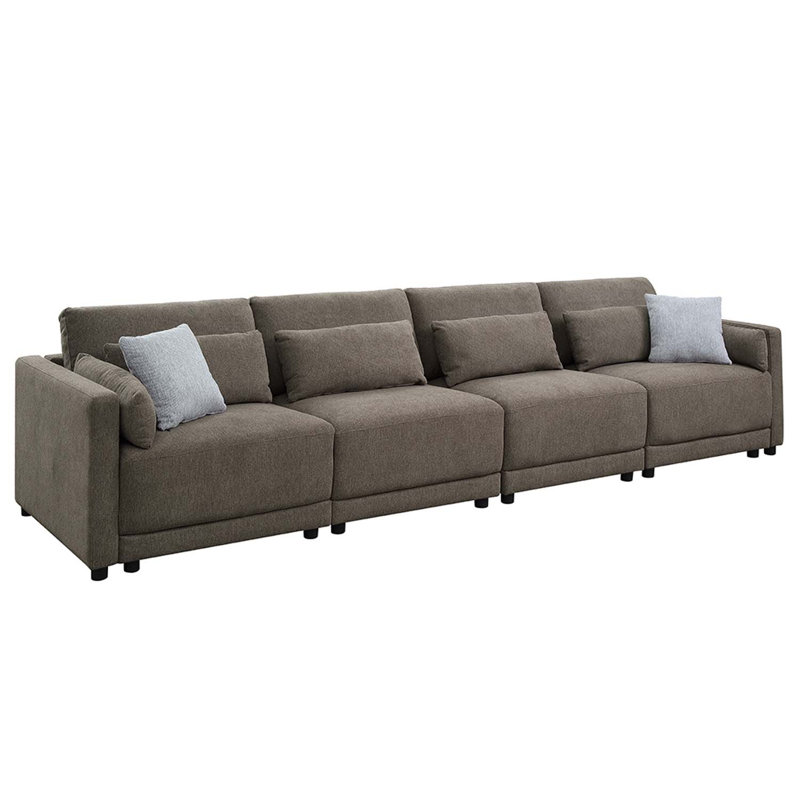 Fauteuil sans accoudoirs modulaire Rylie avec coussin, lin brun