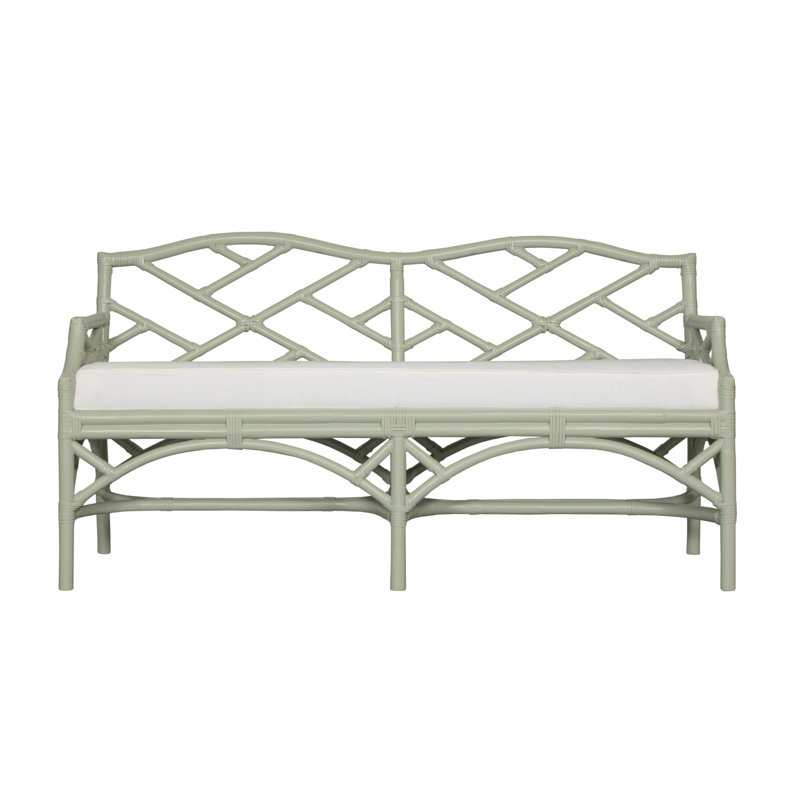 Chippendale Wicker Bench, Celery Green
