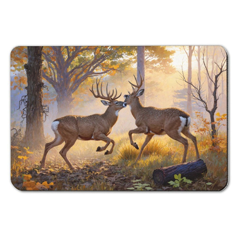 Autumn Forest Deer Bath Mat 16 X 24, Rustic Style For Bathroom Door