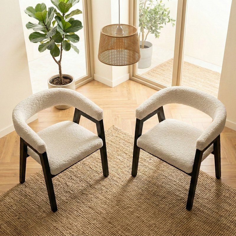 Ensemble de 2 chaises de salle à manger rembourrées BOW, Noir mat