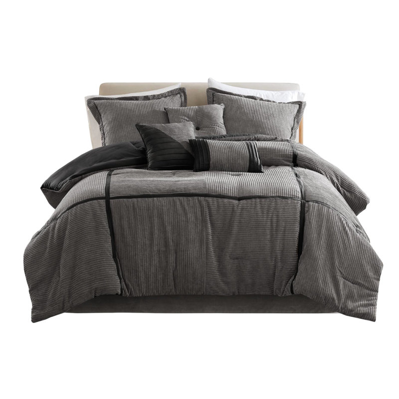 3m Comforter, Microbial, Soft Microfiber All Season With , Wicking, California King Comforter + 6 Additional Pieces, Gray